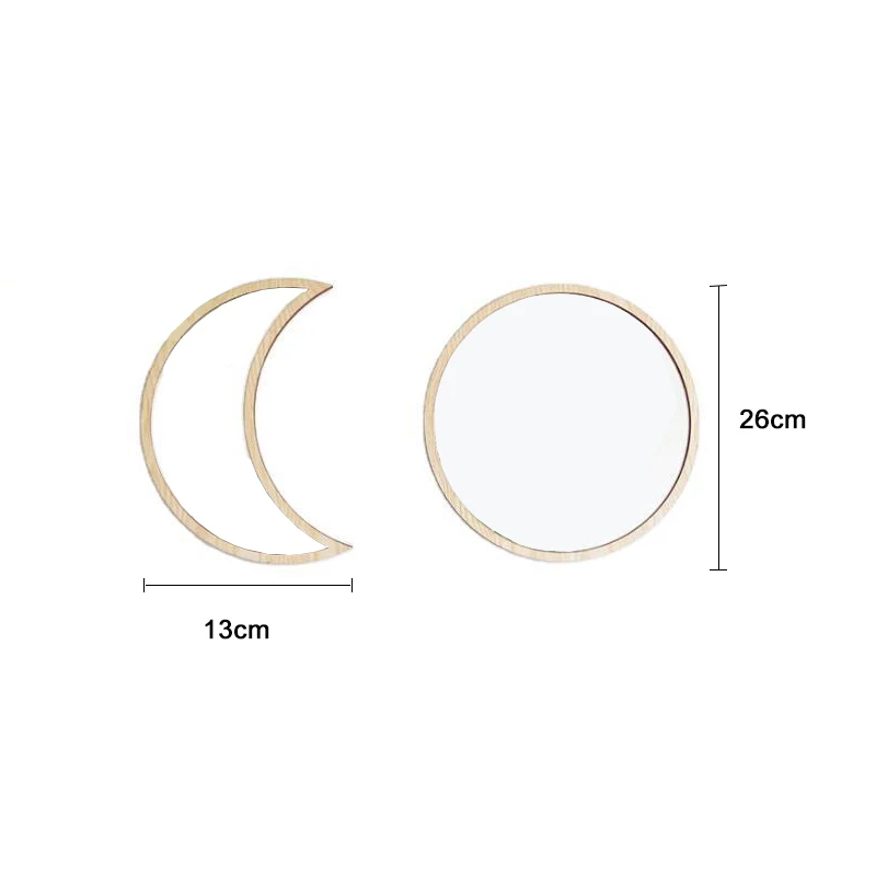 Nordic Wooden Decorative Mirror Decor Acrylic Moonphase Mirror Interior Design Wooden Moon Phase Mirror Bohemian Wall Decoration