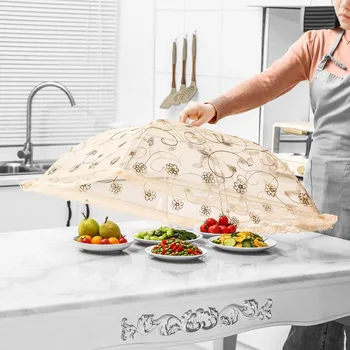 

T5019 Lace Vegetable Cover Kitchen Table Anti-Flies Restaurant Food Cover Household Dining Table Vegetable Cover Folding