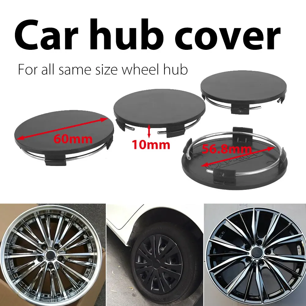 Wheel Center Cap Wheel Hub Cover Durable Hub Cap Tire Car Styling Black 4Pcs Stylish Car Wheel Cover
