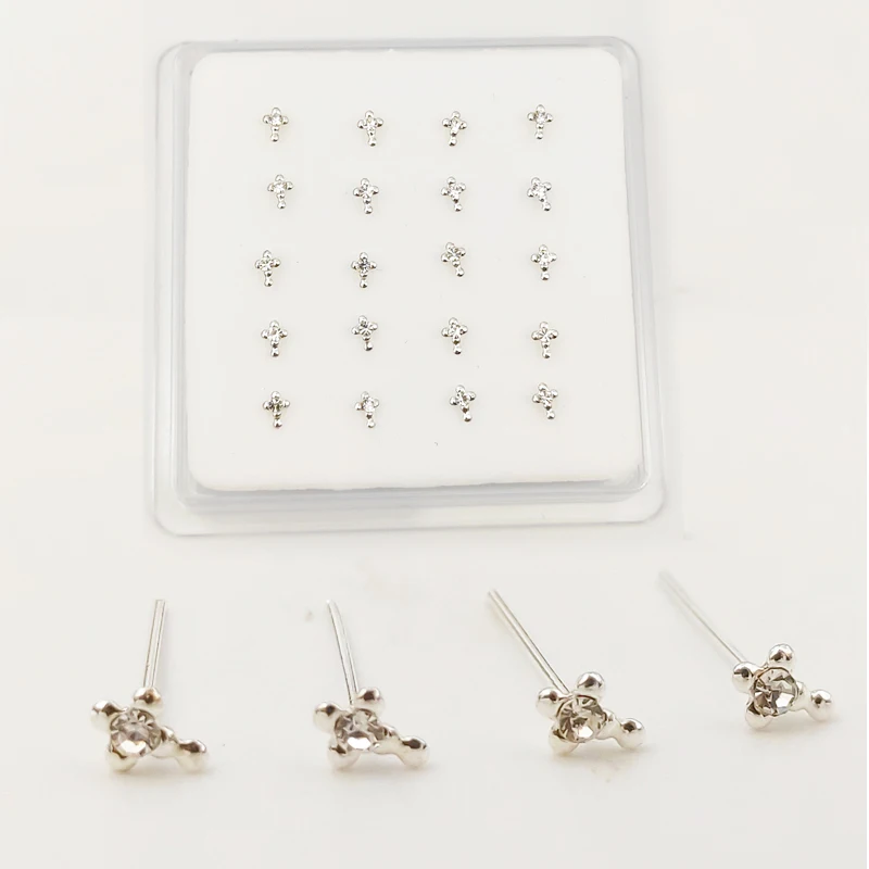 

Pack of 20pcs 925 Sterling silver cross nose pin fashion body jewelry