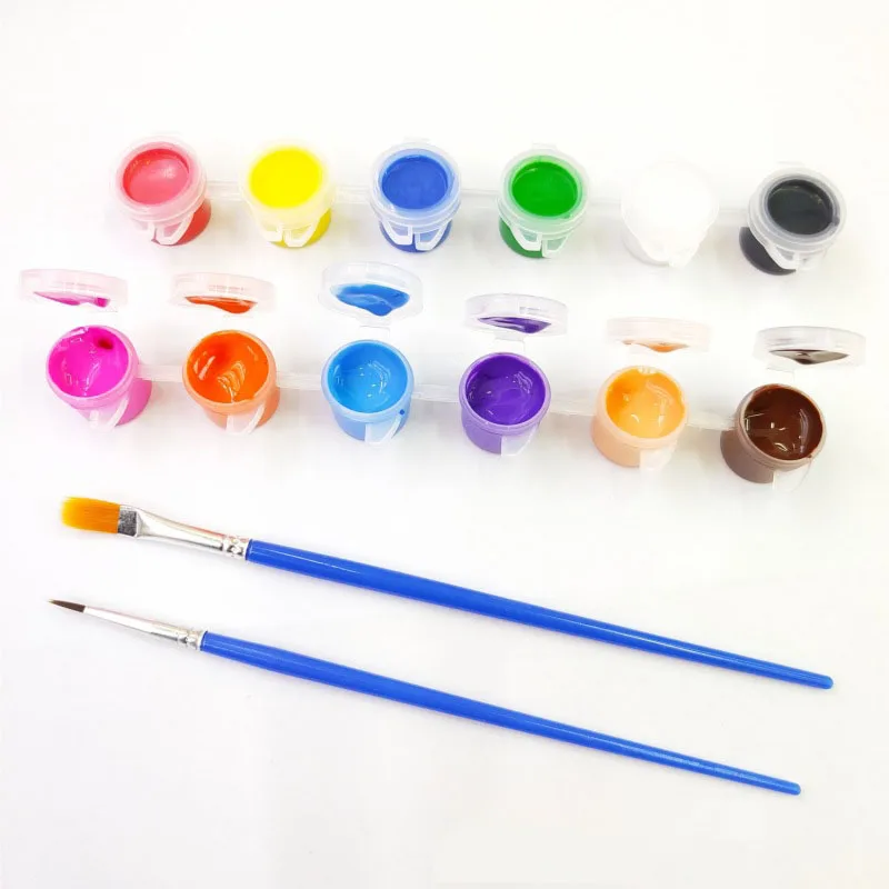 

12 Colors Acrylic Paint Pigment Set for Clothing Textile Fabric Hand Painted Wall Plaster Painting Drawing For Kids