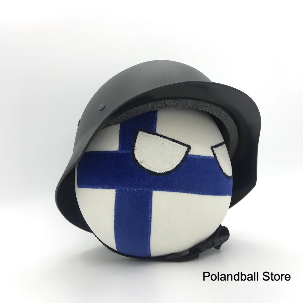 Finlandball With M35 Helmet Authentic Handmade Polandball Countryball Plush Toy