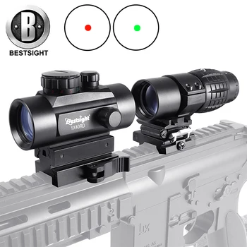 

3X Magnifier Scope Compact Tactical Sight Flip with Holographic 1 X 40 Red Green Dot Sight Airsoft with Riser 20mm Mount Rail