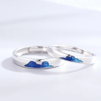 

Sole Memory Star Sea Clouds Creative Couple Romantic Sweet 925 Sterling Silver Female Resizable Opening Rings SRI421