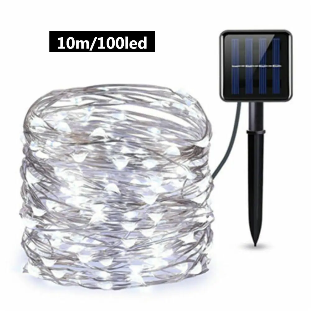

Solar Powered Led Outdoor String Lights Waterproof 6m 10m LED Copper Wire Light String Fairy Lamp Holiday Christmas Party Decor