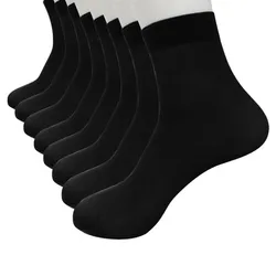 Men's Cotton Socks New Style Black Business 4 Pairs Bamboo Fiber Ultra-thin Elastic Silky Short Silk Stockings Men Socks hot