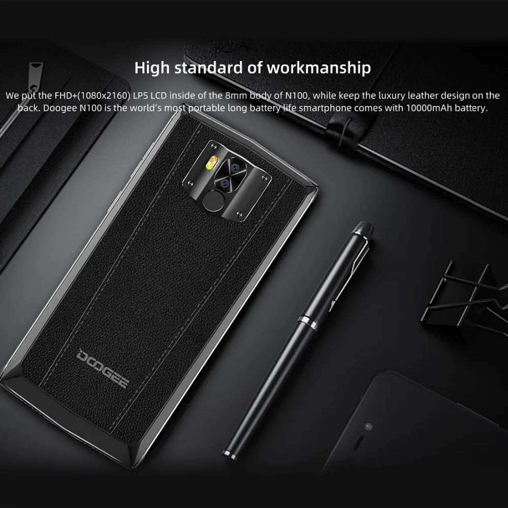 DOOGEE N100 4 Гб 64 Гб сотовый телефон 21 МП камера отпечаток лица ID 10000 мАч батарея 5,9" Android 9,0 пирог Восьмиядерный 4G смартфон