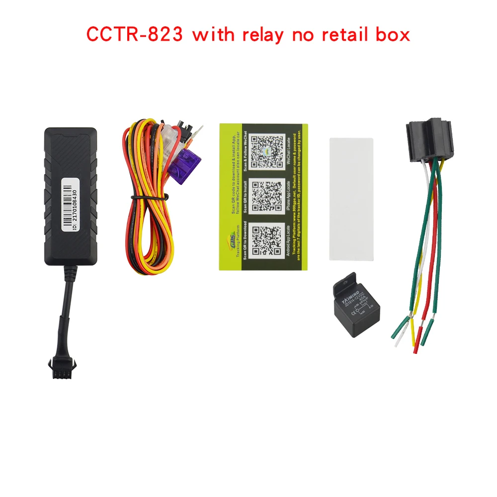 CCTR-823 Супер Мини Автомобильный gps трекер gps отслеживающее устройство 9-90VDC рабочее напряжение Встроенный датчик удара для движения автомобиля ударная сигнализация - Цвет: No box with relay