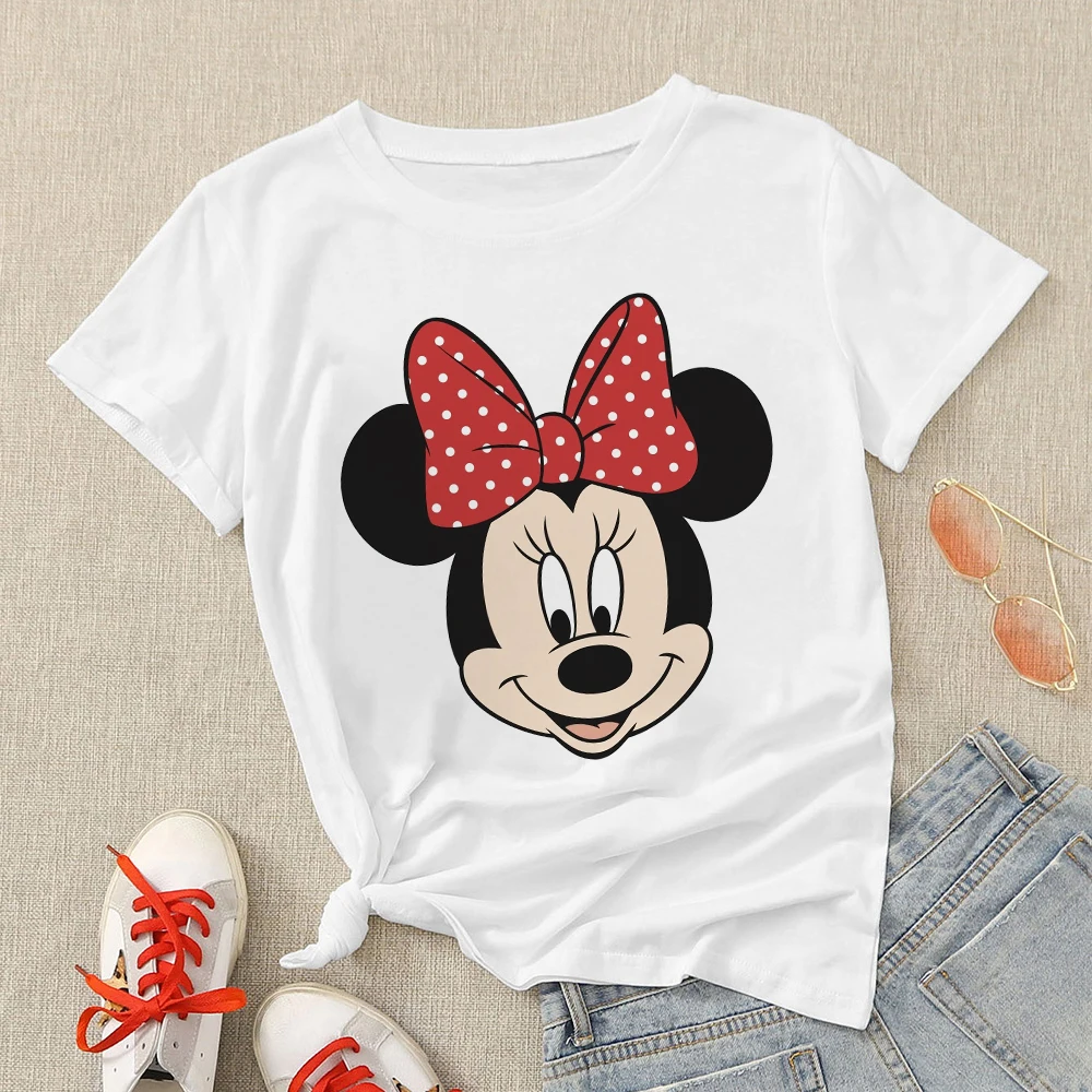 Plus Size 3XL Women T Shirts Fashion Minnie Mouse Print Short Sleeve Summer T-Shirt Female Tops Woman Casual Tshirt long sleeve t shirts Tees