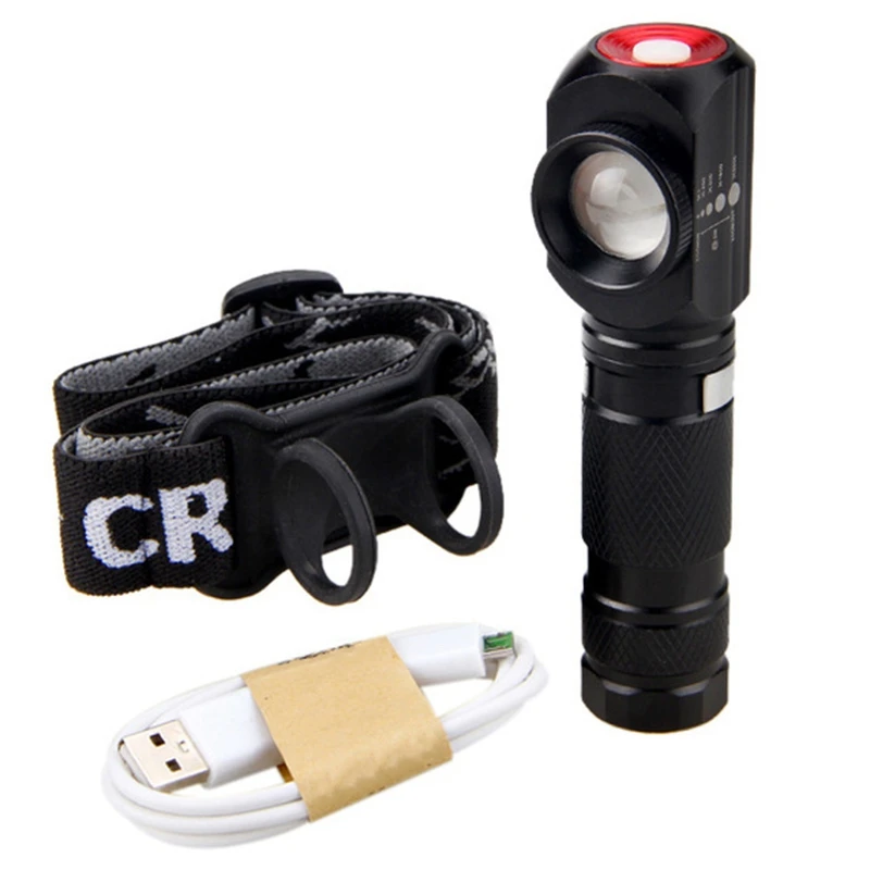 

Outdoor Camping Usb Charging Right Angle Flashlight Work Headlights Riding 18650 Battery Multifunctional High Power Focusing hea