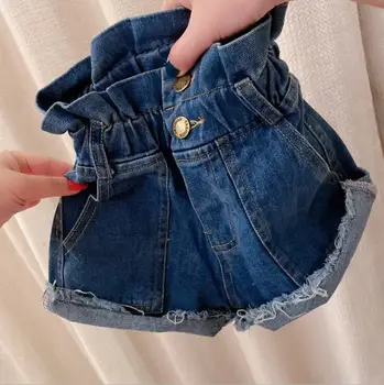 

2020 Korea Style Girls Ruffles Denim Shorts Spring Summer Baby Girls Shorts