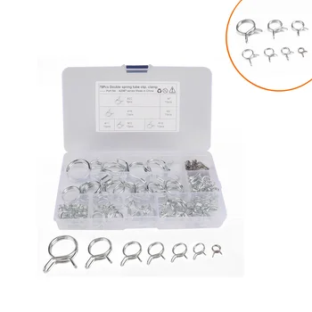 

75pcs/set 7-22mm steel double wire tubing spring hose clamp american type tension flexible stainless steel spring clamp