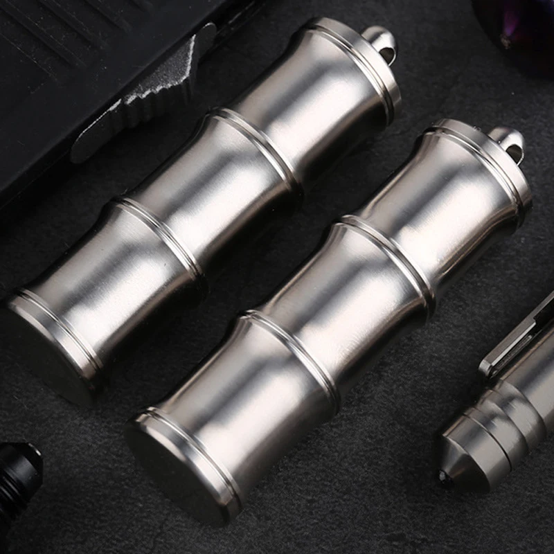 CNC Process Titanium Waterproof Bottles Canister Medicine Capsule Portable Titanium Alloy Seal Bottle EDC Camping Outdoor Tool