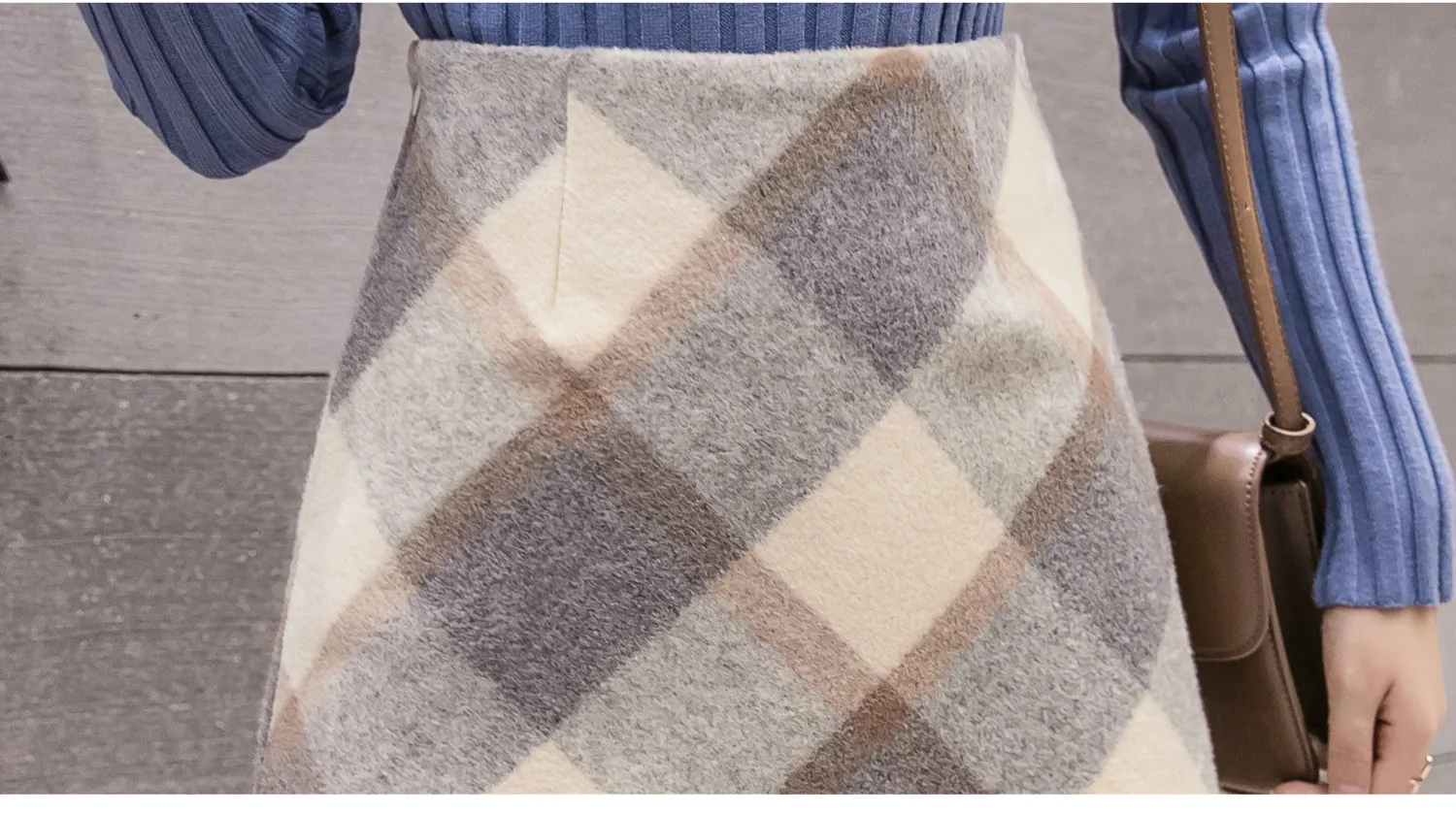 New Winter High Waist Plaid Skirts Womens Faldas Cortas Casual Vintage Woolen Mini Skirt Short A-line Jupe Femme 7392 50