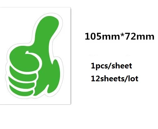 12She-Green-105x72mm 4 размера Thumbs OK наклейка Водонепроницаемая самоклейка на окна детские наклейки "Дайте как" наклейки s учительские наклейки-награды 12 листов/упаковка - Цвет: 12She-Green-105x72mm