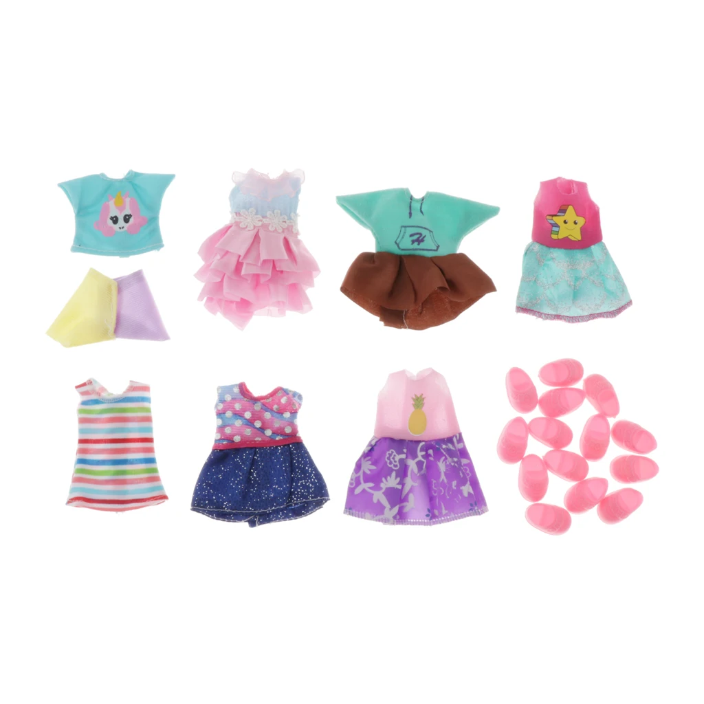 7 PCS Dolls Clothes Daily Outfits Shoes Dress Shorts Toys Accessory