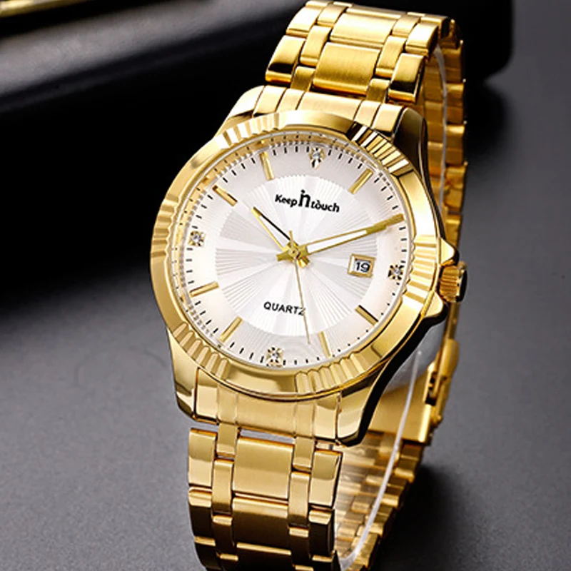 Fashion Men's Watch Waterproof Calendar Quartz Watch Luminous Gold Multi Function Watch