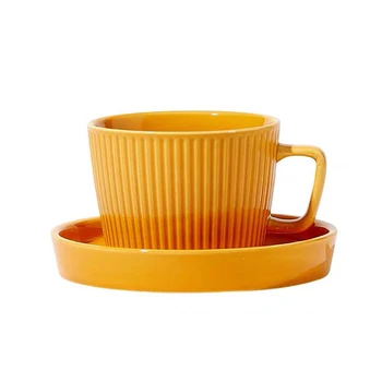 

Corrugated coffee cup, European retro exquisite ceramic cup, light luxury and elegant three-dimensional milk flower tea cup