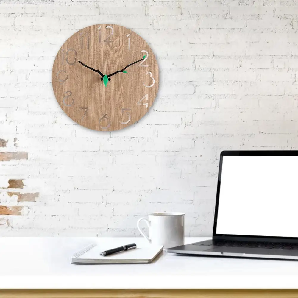 Инновационные простые скандинавские настенные часы деревянные круглые декоративные часы поколения часы бесшумные часы - Цвет: A