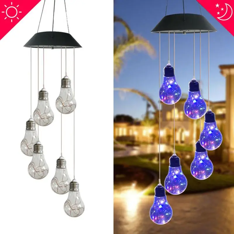 

6 Bulb Solar Wind Chime Light Durable LED Light String Wind Chimes Lamp Hanging Decoration Light For Outdoor Garden Courtyard