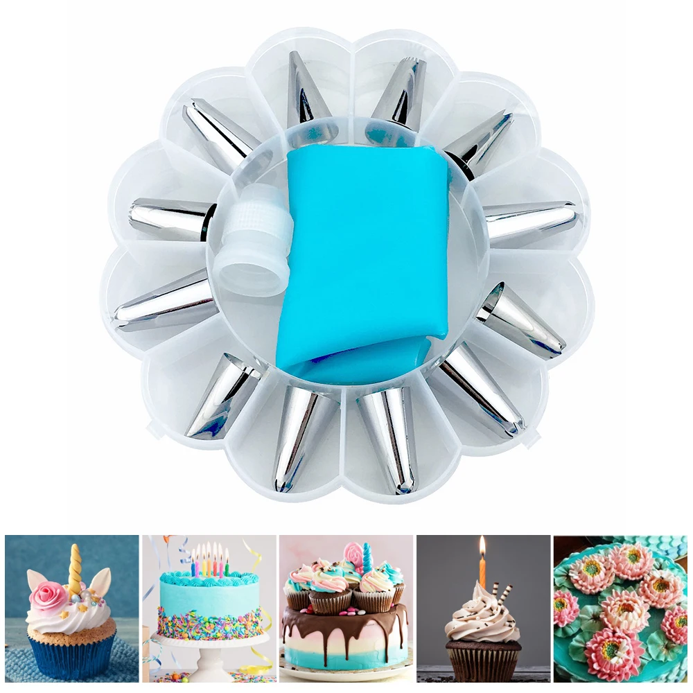 

14Pcs/set Stainless Steel Piping Icing Nozzles Tips Pastry Puff Cookie DIY Biscuit Cake Cream Cake Mold Kitchen Decorating Tips