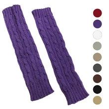 Женские перчатки без пальцев, вязаные шерстяные одноцветные зимние перчатки с длинными рукавами, вязаные зимние теплые варежки с цветочным рисунком