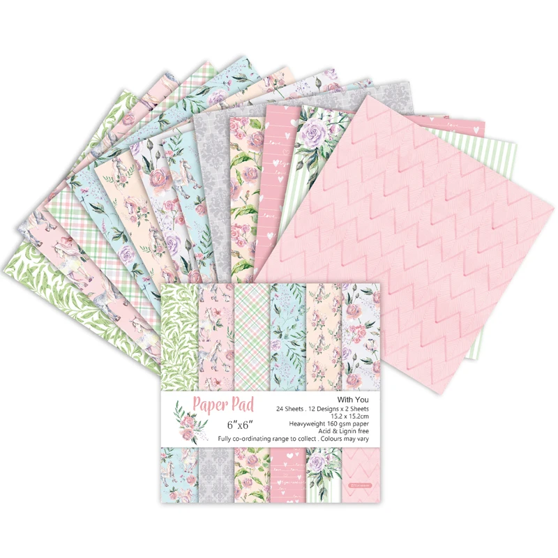 

VYUTXA 12pcs 6" Single-side Flower Love Pattern creative papercraft art paper handmade scrapbooking kit set books