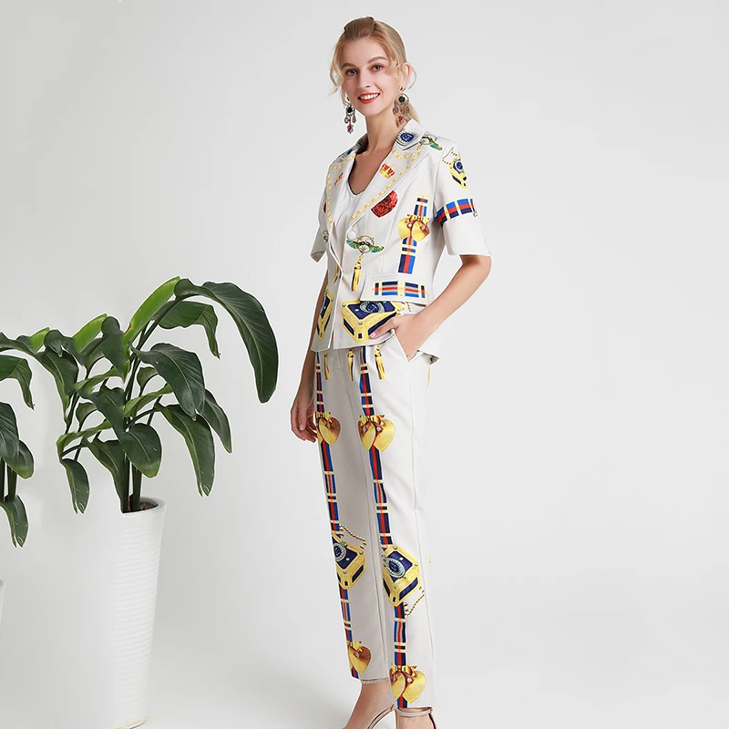 MIUXIMAO Top Quality Fall Winter two piece set Runway Designer Blazer Jacket+Pants Women's Overcoat Suit vestidos Jumpsuit