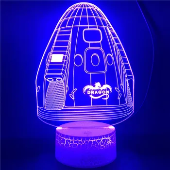 

Alarm Clock Base SpaceX Dragon Atmosphere Bright Base for Room Bedroom LED Night Light 7 Colors with Remote Kids Gift