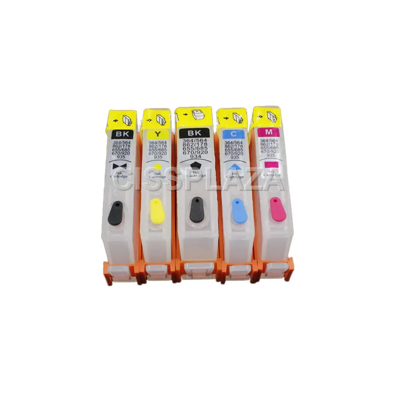 CISSPLAZA 5 шт совместимый для hp364 многоразовый картридж B8550/B8553/B8558/C6380/C6383/D5460/D5463/D5468 C309A