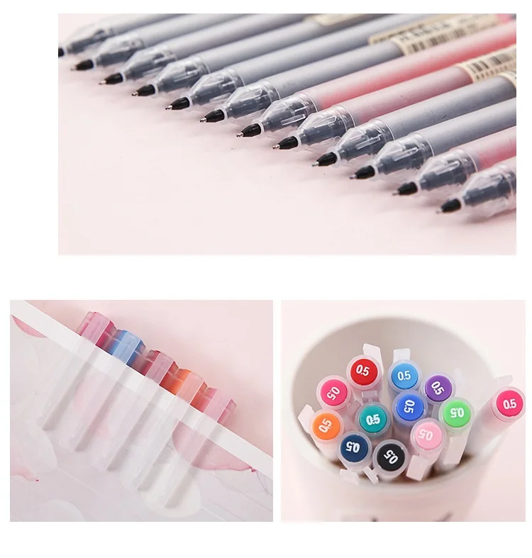 12 color pens set for drawing writing highlighting liner marker Transparent matte 0.5mm Ballpoint pen Stationery school F808