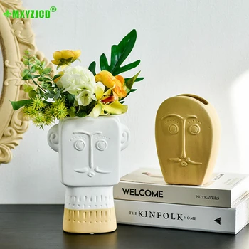 

Clown Face Ceramic Vase Character Sculpture Crafts Decoration Desktop Flower Arrangement Container Home Decoration Accessories