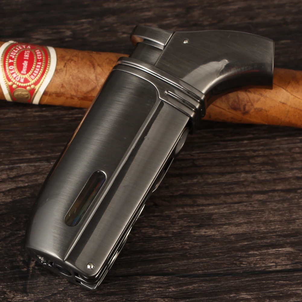 COHIBA Metal Lighter Butane Gas Windproof Torch Cigar Lighter W/ Cigar Punch Stainless Steel Smoke Fire Starter
