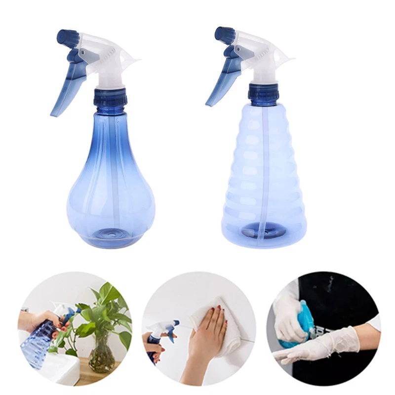 

1 Set 2pcs Blue Empty Spray Bottle Plastic Drop shape Water Pagoda shape Watering The Flowers Plants Sprinkling Can Tool