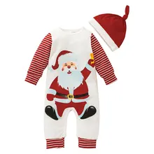 Trajes de Navidad para niña, ropa para bebé, Pelele de Navidad para niño pequeño, ropa de algodón de manga larga para recién nacido, mono + sombrero
