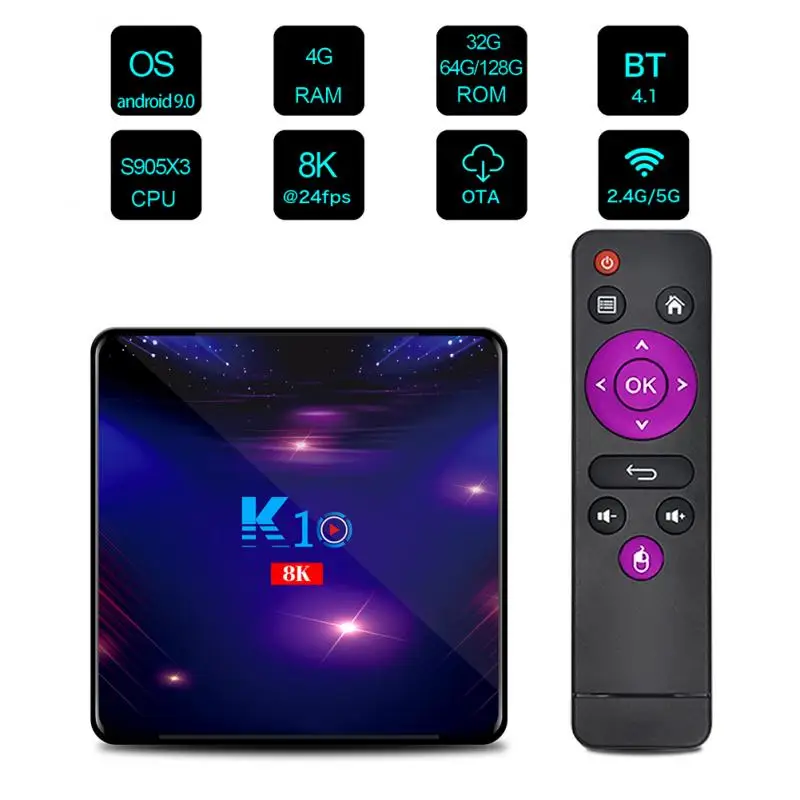 ТВ-приставка на Android 9 0 4 + 64/32 ГБ 6K 2 4/5 ГГц Wi-Fi Bluetooth | Электроника