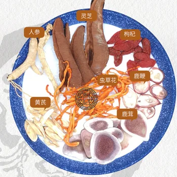 

Ginseng antler nourishing soup package Lingzhi deer whip Cordyceps flower confinement health American ginseng tonic soup soup