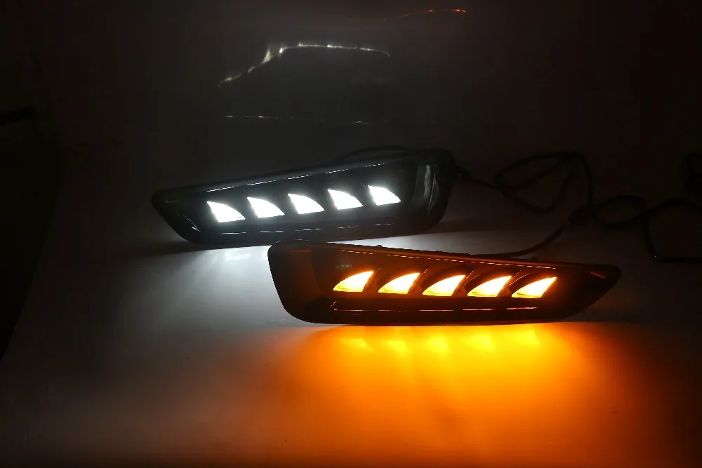 EOsuns led drl дневные ходовые огни для Ford F150- с движущимися желтыми поворотниками