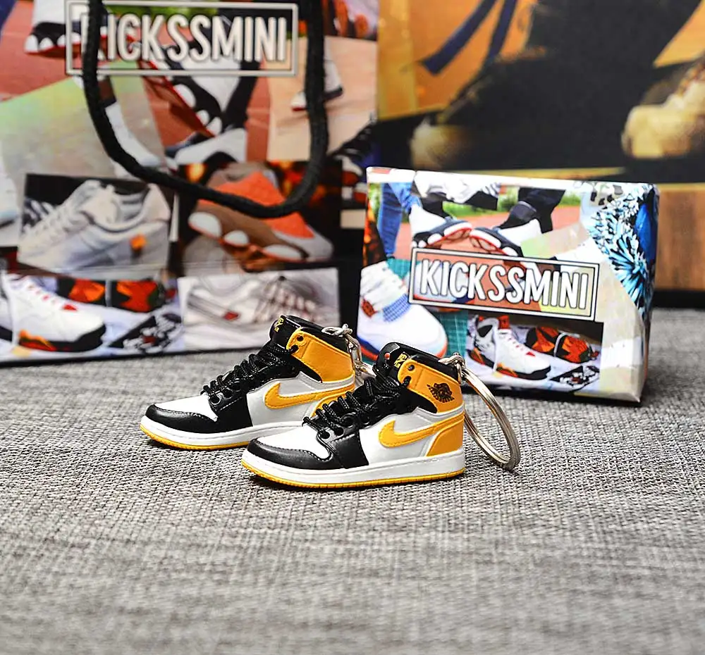 a pair w metal ring Персональный DIY Jordan Generation AIR JORDAN 1 разбитый 3D кроссовок фигурный брелок сумка Подвеска парный брелок - Цвет: a pair w metal ring