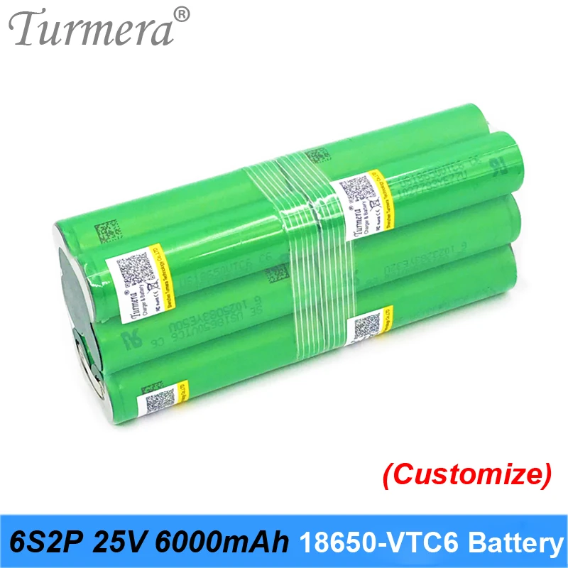 Turmera 6S 21.6V 25.2V Battery 18650 pack vtc6 6S2P 6000mah soldering battery for screwdriver and garden tool customized battery 01