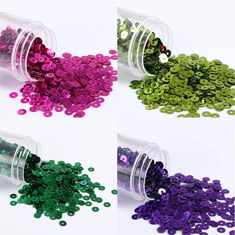

4mm 5mm 6mm Flat Round PVC Loose Sequins Paillette Sewing Craft For Wedding Decoration Garment Dress Shoe Caps DIY Accessory