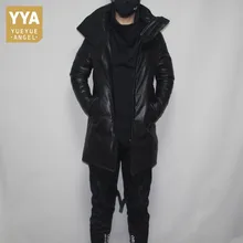 Зимняя мужская теплая белая куртка на утином пуху, длинное пальто, Толстая куртка из натуральной кожи Sheespkin, Harajuku куртка байкера размера плюс 5XL