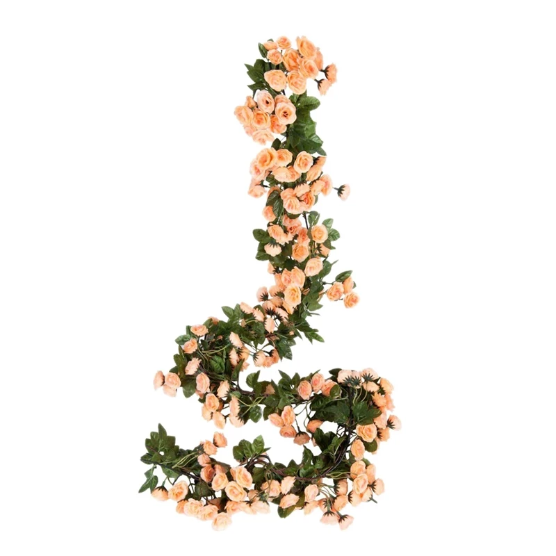 

Hot 2PCS 69 Heads Fake Rose Vine Flowers Plants Artificial Flower Hanging Rose Wedding Party Garden Craft Art Decor,Yellow