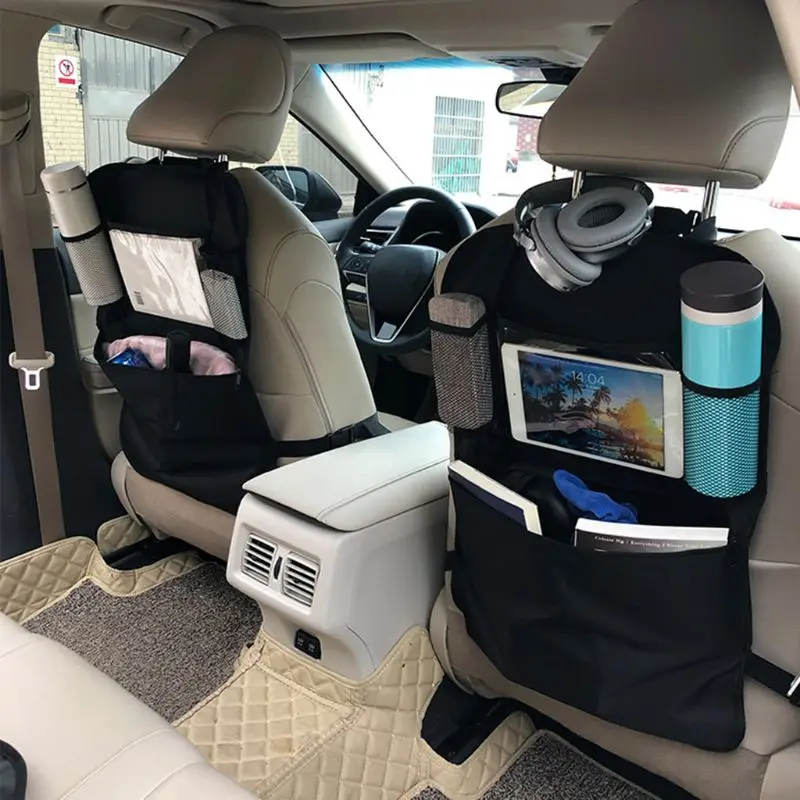 Автомобильная сумка для хранения на заднем сиденье, органайзер на переднее сиденье, детская карманная сумка, автомобильный коврик для путешествий 600D, ткань Оксфорд