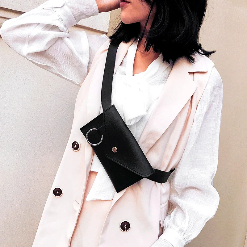 2020 Fanny Pack Women Belt Bag Leather Waist Fashion Women's Pure Color Ring PU Messenger Shoulder Chest pochete homem | Багаж и сумки