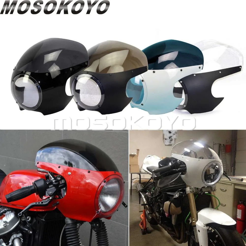 Motorcycle Cafe Racer Headlight Fairing 53/4" Front Light Mask Cover