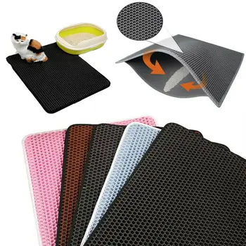

Pet Mat Kitten Toilet Mat Feeding Non-slip Litte Double-layer Cat Litter Mat Trapping Foldable Pad Pet Rug Waterproof Eva Rubber