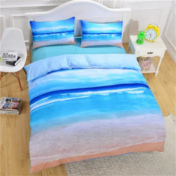

BEST.WENSD New 3 piece bed set Home textile bed linen dekbed overtrek blue sky white clouds Quilt -cover-set bedding Adult kids