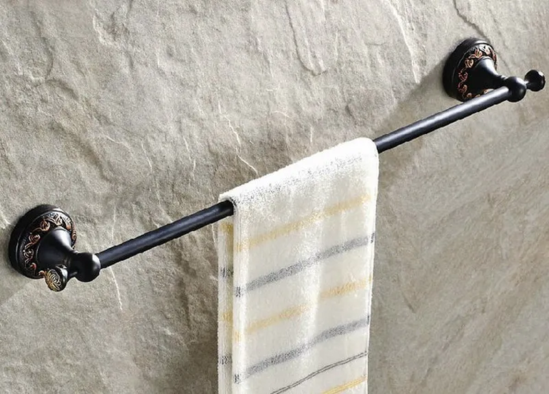 Single Towel Bar Масло втирают бронзовые аксессуары для ванной комнаты Набор сушилка для волос вешалка для полотенец полка рейка бар мыльница для душа держатель туалетной щетки Nzh03 - Цвет: Single Towel Bar