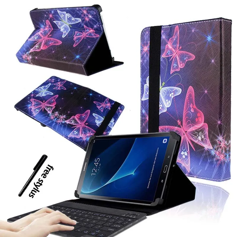 KK&LL для samsung Galaxy Tab A A6 10,1 T580 T585()-кожаный чехол-подставка для планшета+ bluetooth-клавиатура - Цвет: purple butterfly